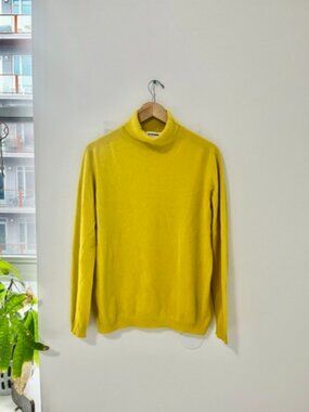 Jil Sander Yellow Cashmere Turtleneck Sweater Size 38
